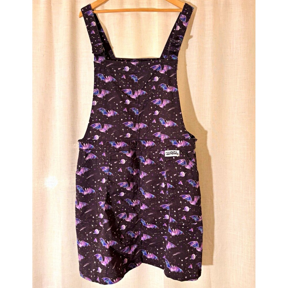 Jambats Goth Halloween Bat Print Jumper Overall Romper w/ Pockets, Size 26